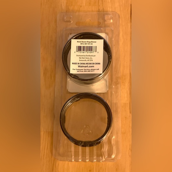 Metal Shower Rings (set of 12, oil-rubbed, bronze finish) - Picture 2 of 4